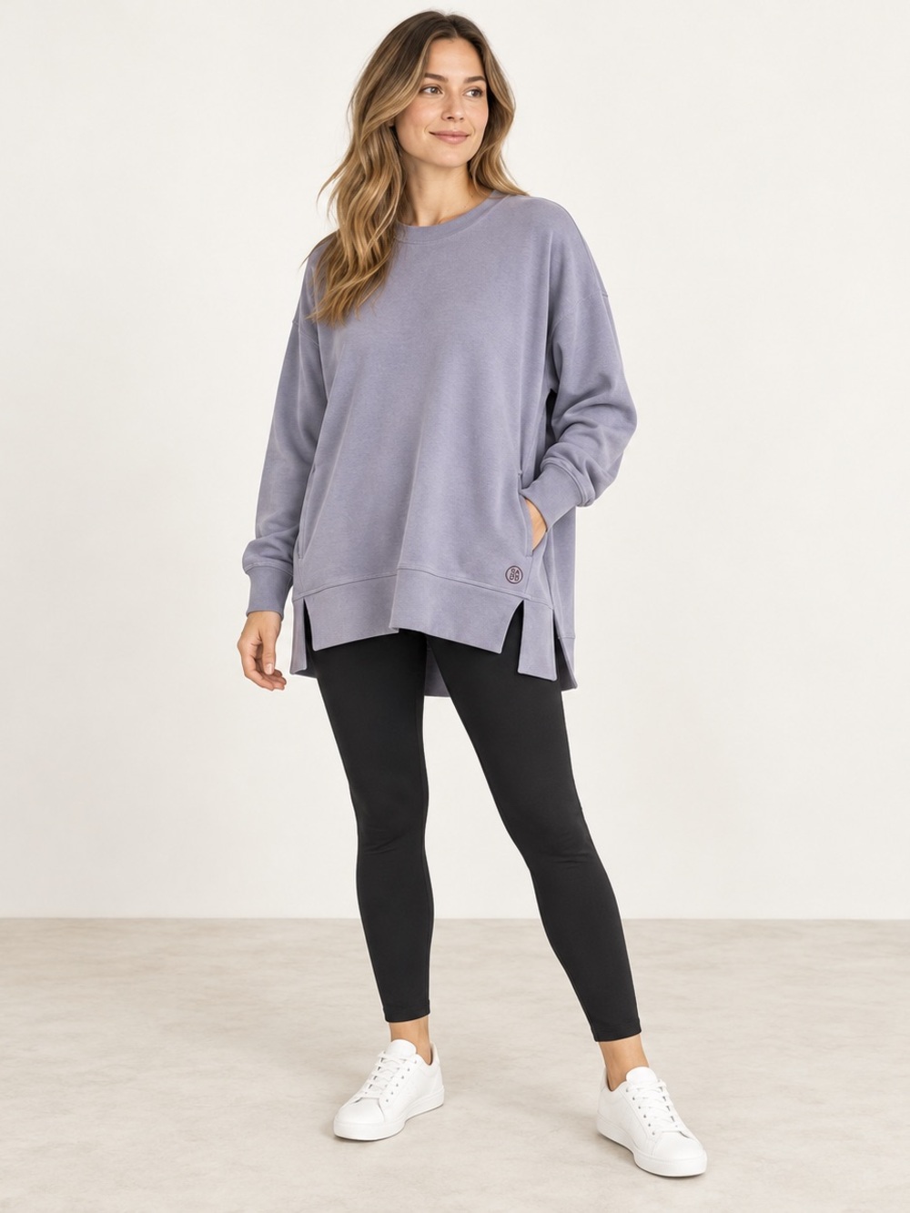 Sage Collective Scuba Cozy Tunic Pullover Lavender Small